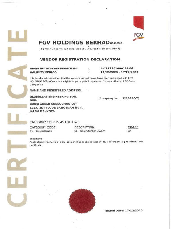 12-CERTIFICATE REGISTRATION CONTRACTOR OF FGV